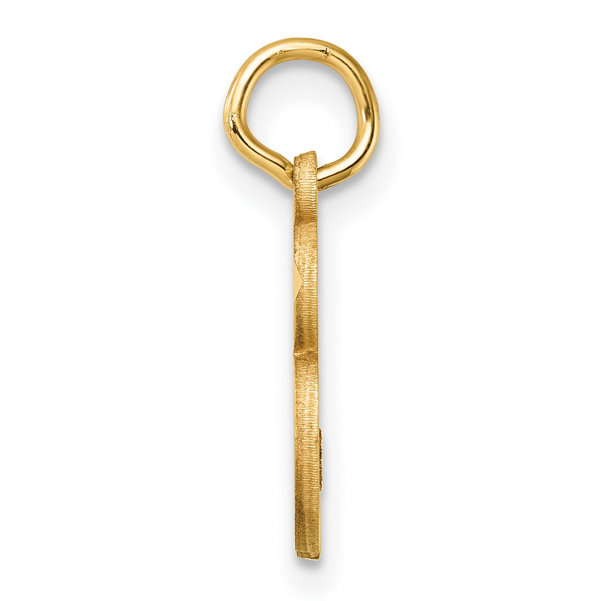 14k Yellow Gold Letter B Pendant, Polished Textured Initial Charm for Women