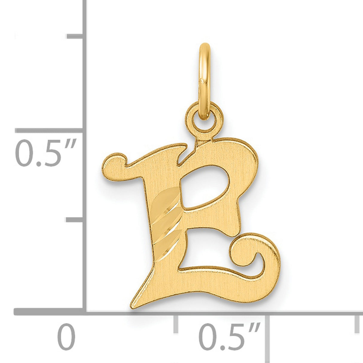 14k Yellow Gold Letter R Pendant, Decorative Script Monogram Charm