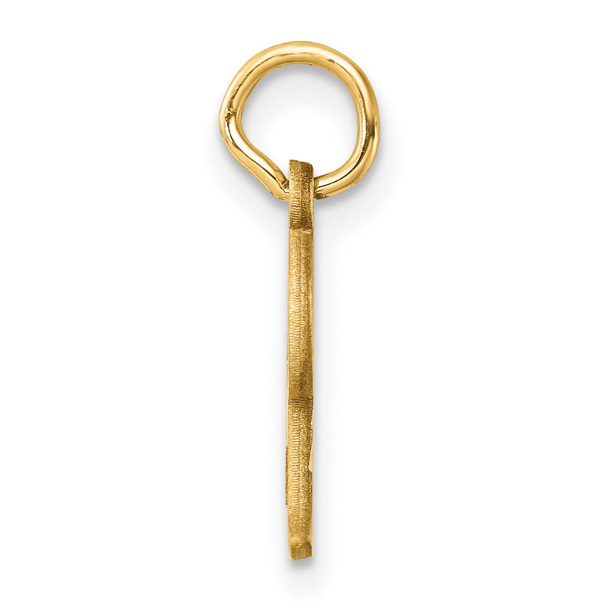 14k Yellow Gold Script F Pendant Charm with Polished and Satin Finish