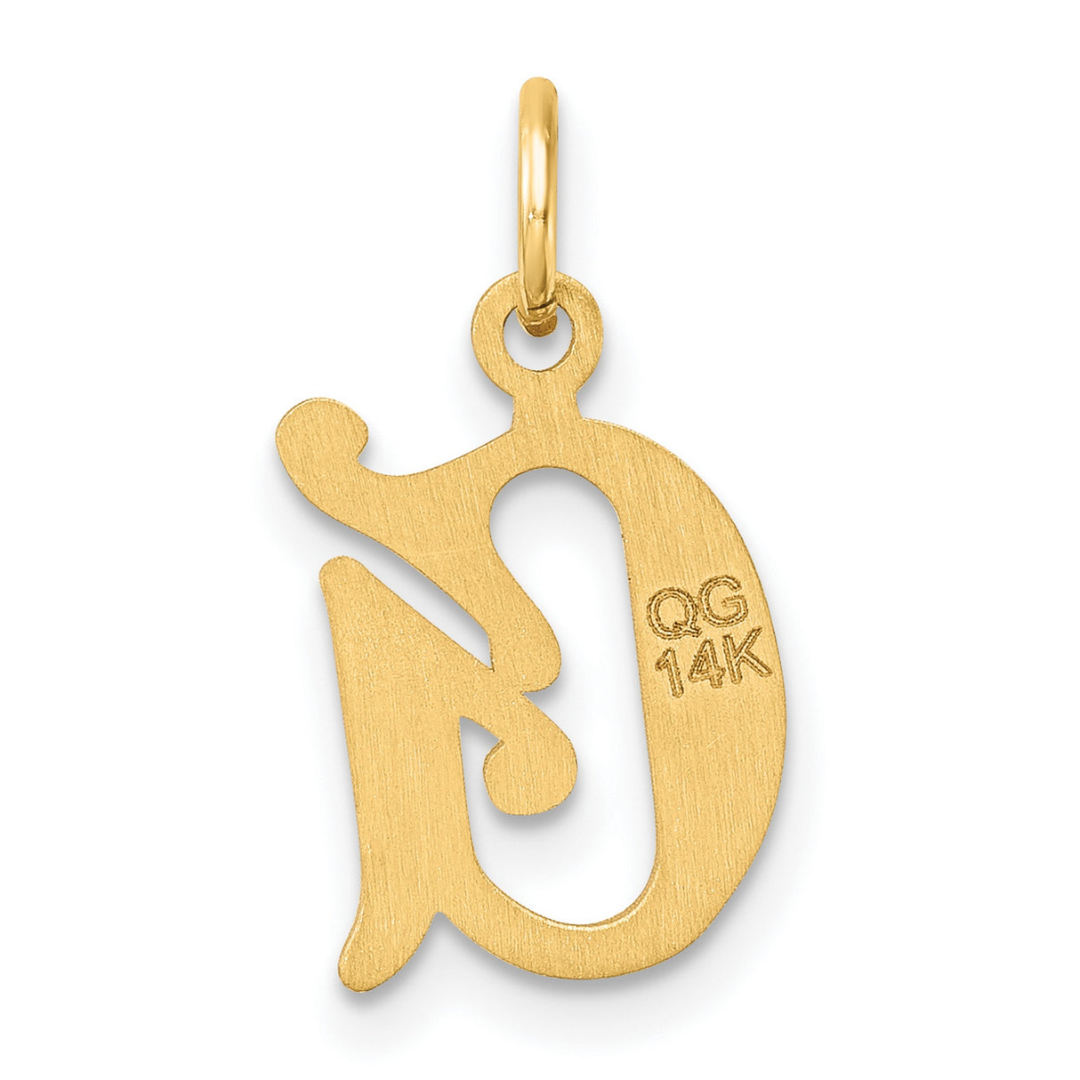 14k Yellow Gold Pendant, Decorative Script Letter G Charm, Unisex Alphabet Jewelry