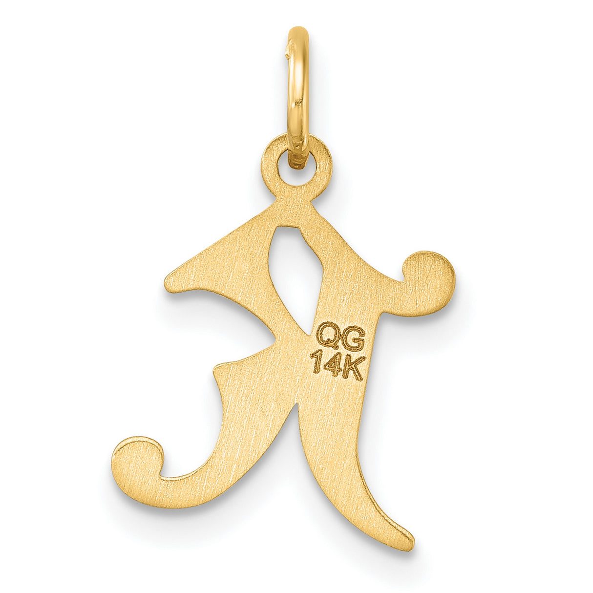 14k Yellow Gold Initial K Pendant with Polished and Satin Finish, Diagonal Accents