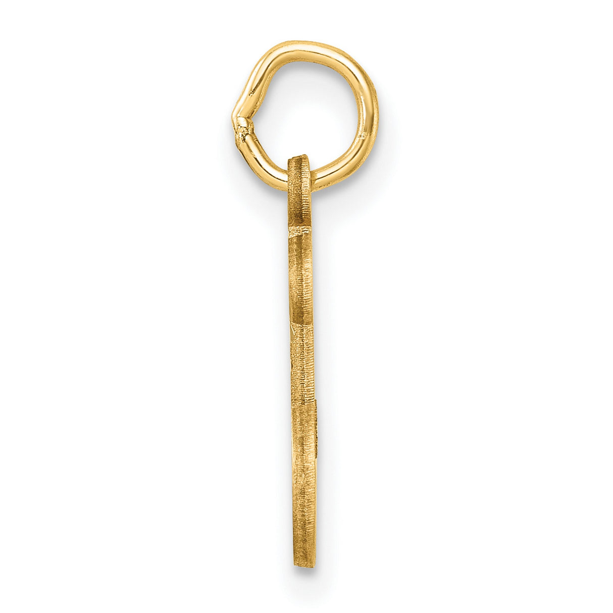 14k Yellow Gold Script Letter L Pendant Charm with Brushed Finish and Polished Accents