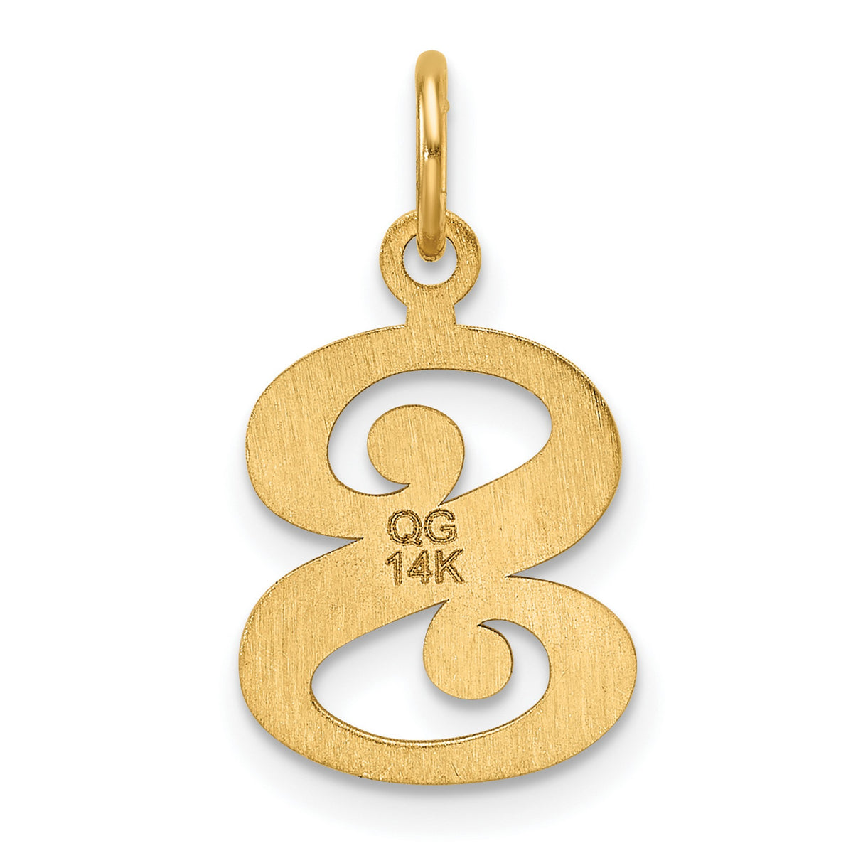 14k Yellow Gold Script Letter G Pendant, Polished and Satin Alphabet Charm for Women