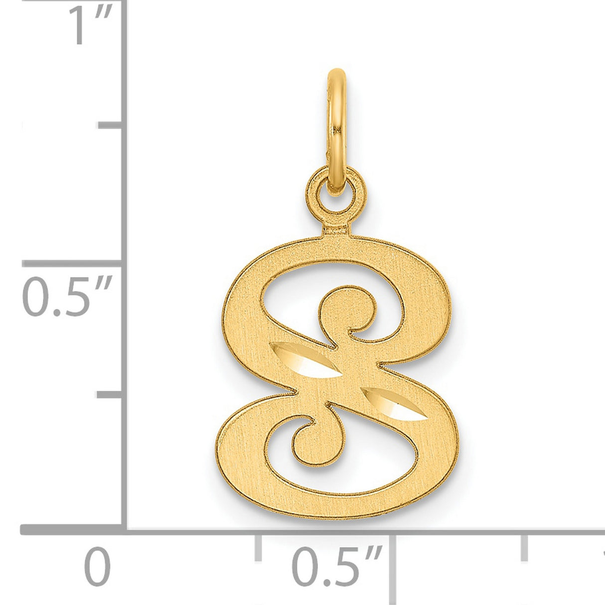 14k Yellow Gold Script Letter G Pendant, Polished and Satin Alphabet Charm for Women