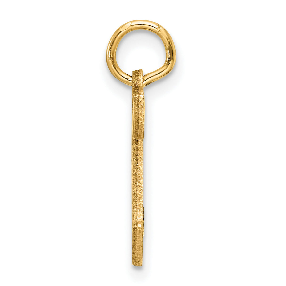 14k Yellow Gold Script Initial T Pendant, Polished and Brushed Finish, Diamond-Cut Detailing