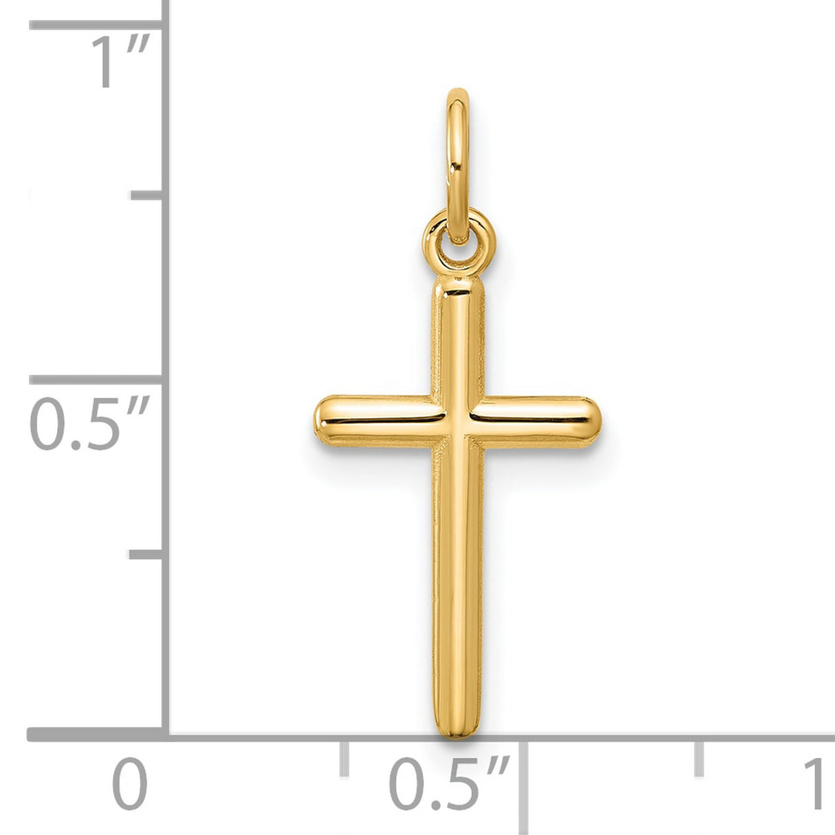 14k Yellow Gold Cross Pendant with Smooth Polished Finish, Minimalist Spiritual Style
