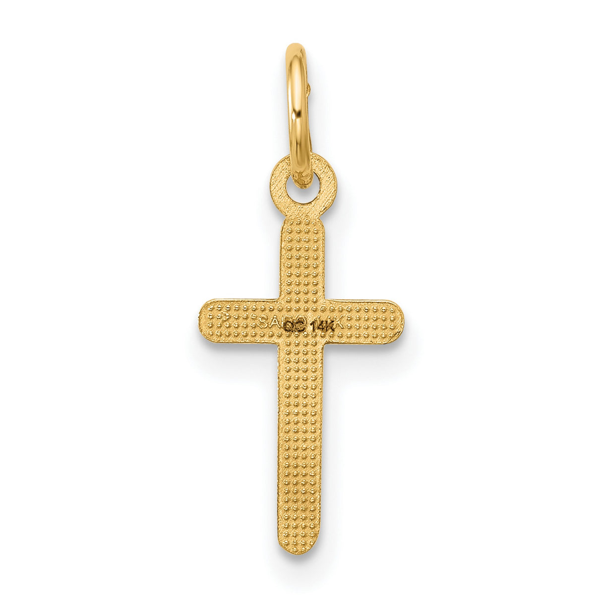 14k Yellow Gold Cross Pendant with Mirror Finish, Unisex Religious Charm, Modern Spiritual Jewelry