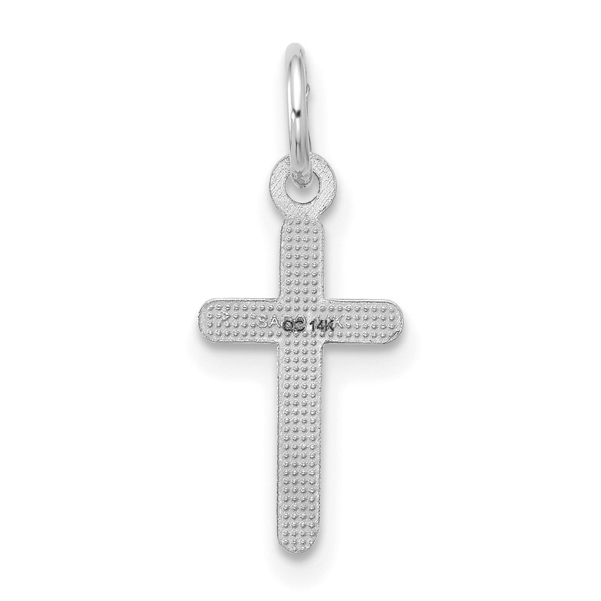 14k White Gold Cross Pendant, Smooth Polished Minimalist Religious Symbol for Men and Women