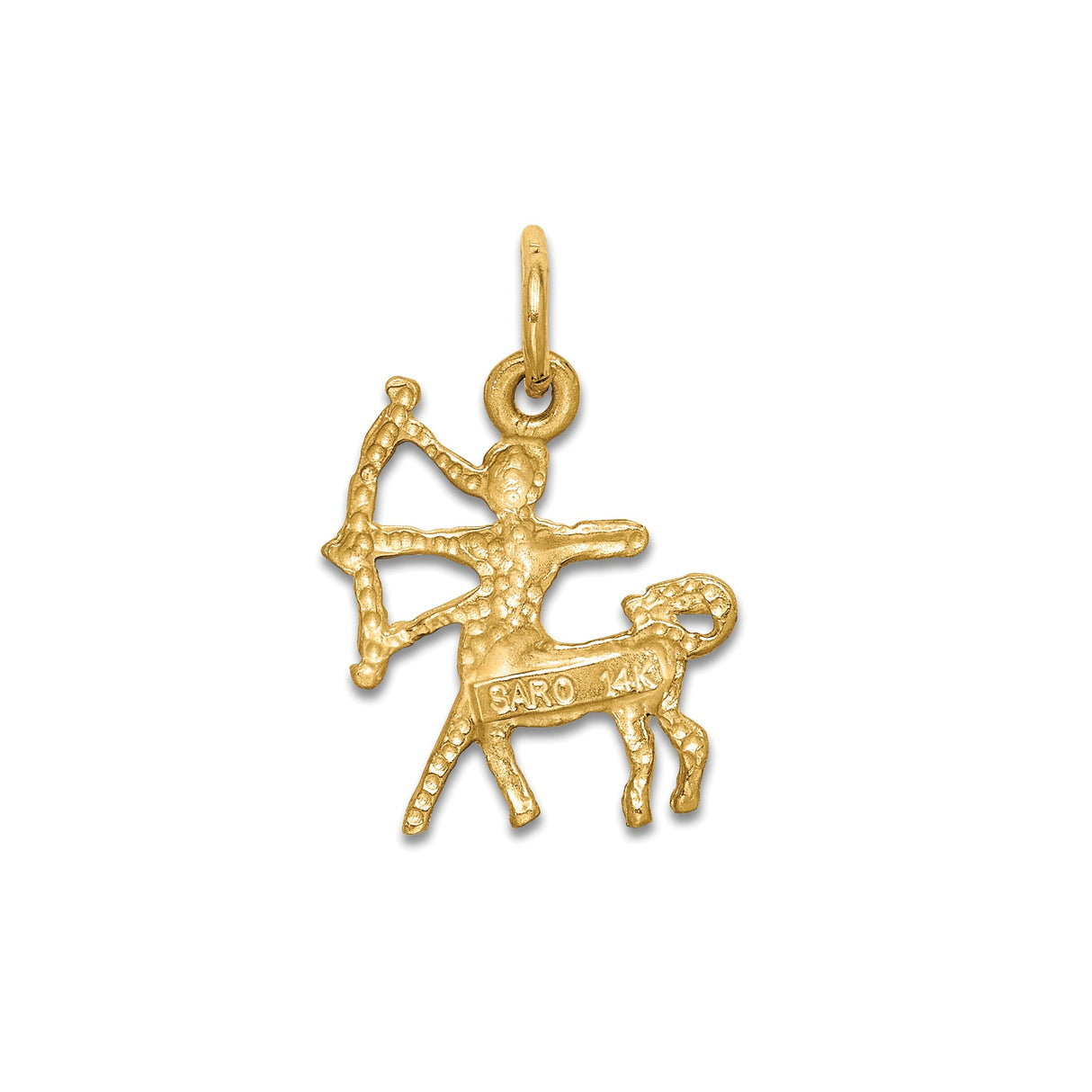 14k Yellow Gold Sagittarius Zodiac Pendant with Centaur Archer Design