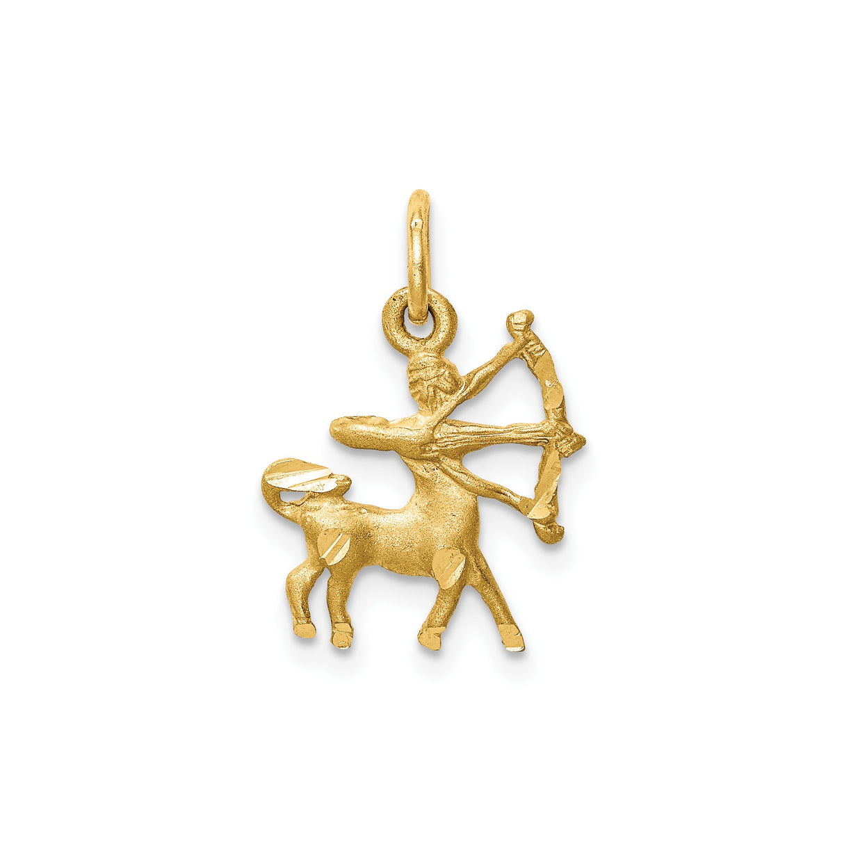 14k Yellow Gold Sagittarius Zodiac Pendant with Centaur Archer Design