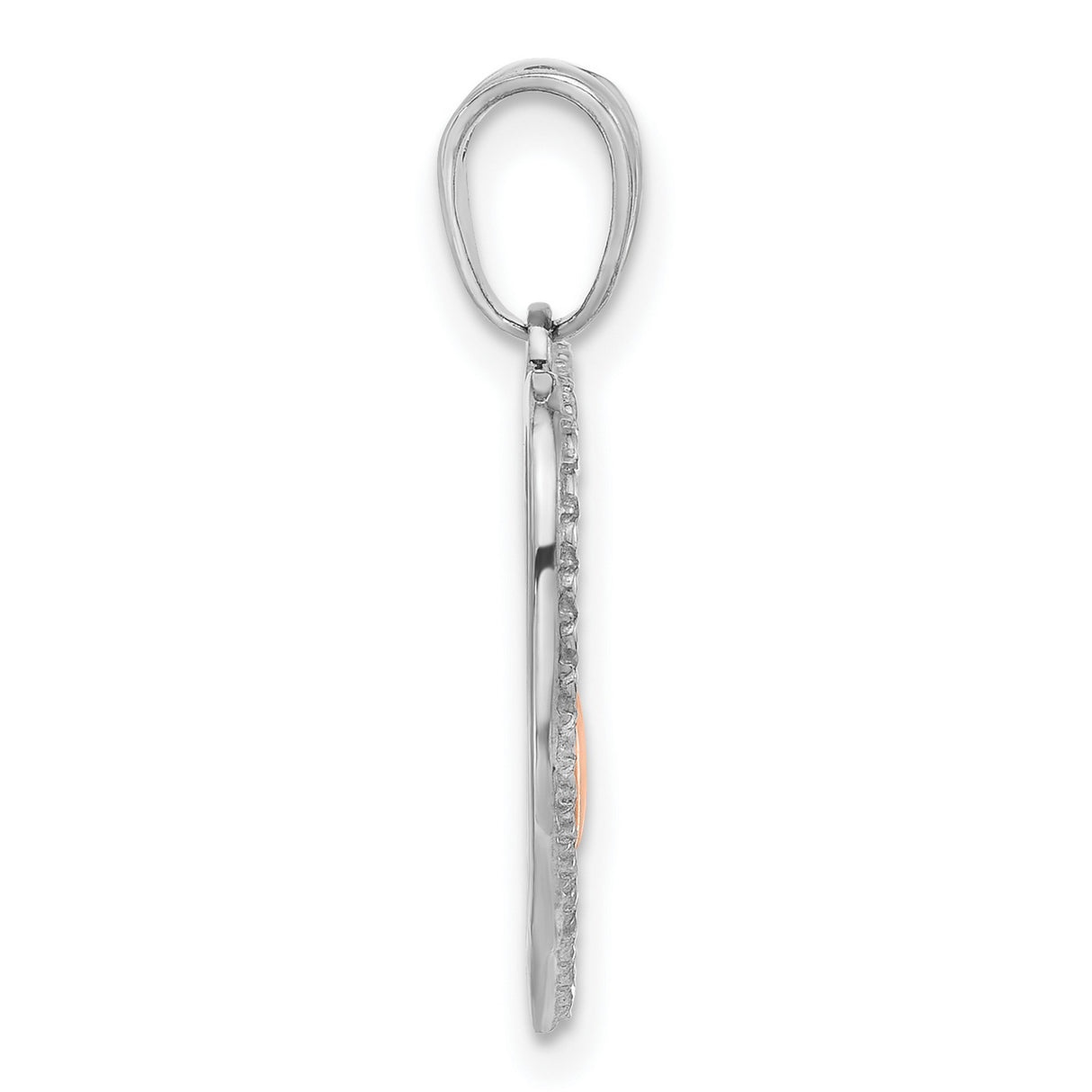 14k Tri-Color Gold Heart Pendant with Love Script and Textured Frame for Women