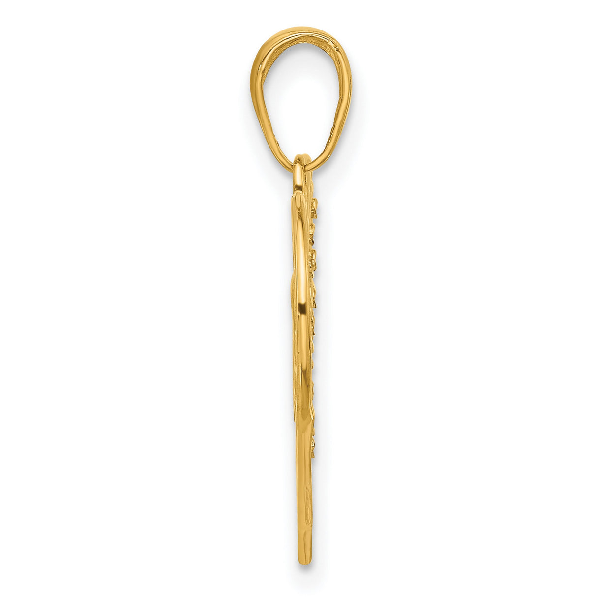 14k White and Yellow Gold Heart Pendant with Diamond-Cut Butterfly Filigree Design