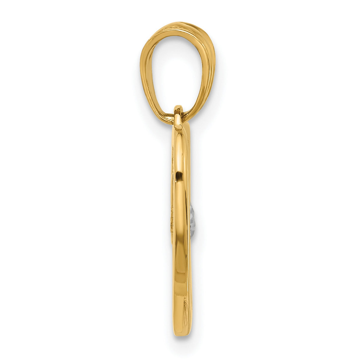 14k Multi-Tone Gold Heart Pendant with Arrow Design and Diamond Cut Detail