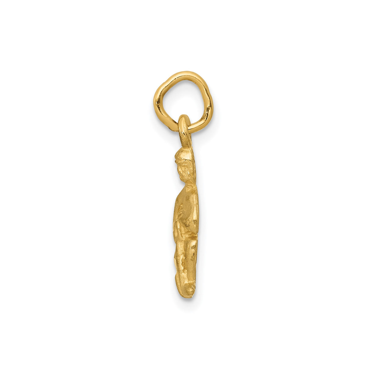 14k Yellow Gold Aquarius Zodiac Pendant with Stylized Waterbearer Figure