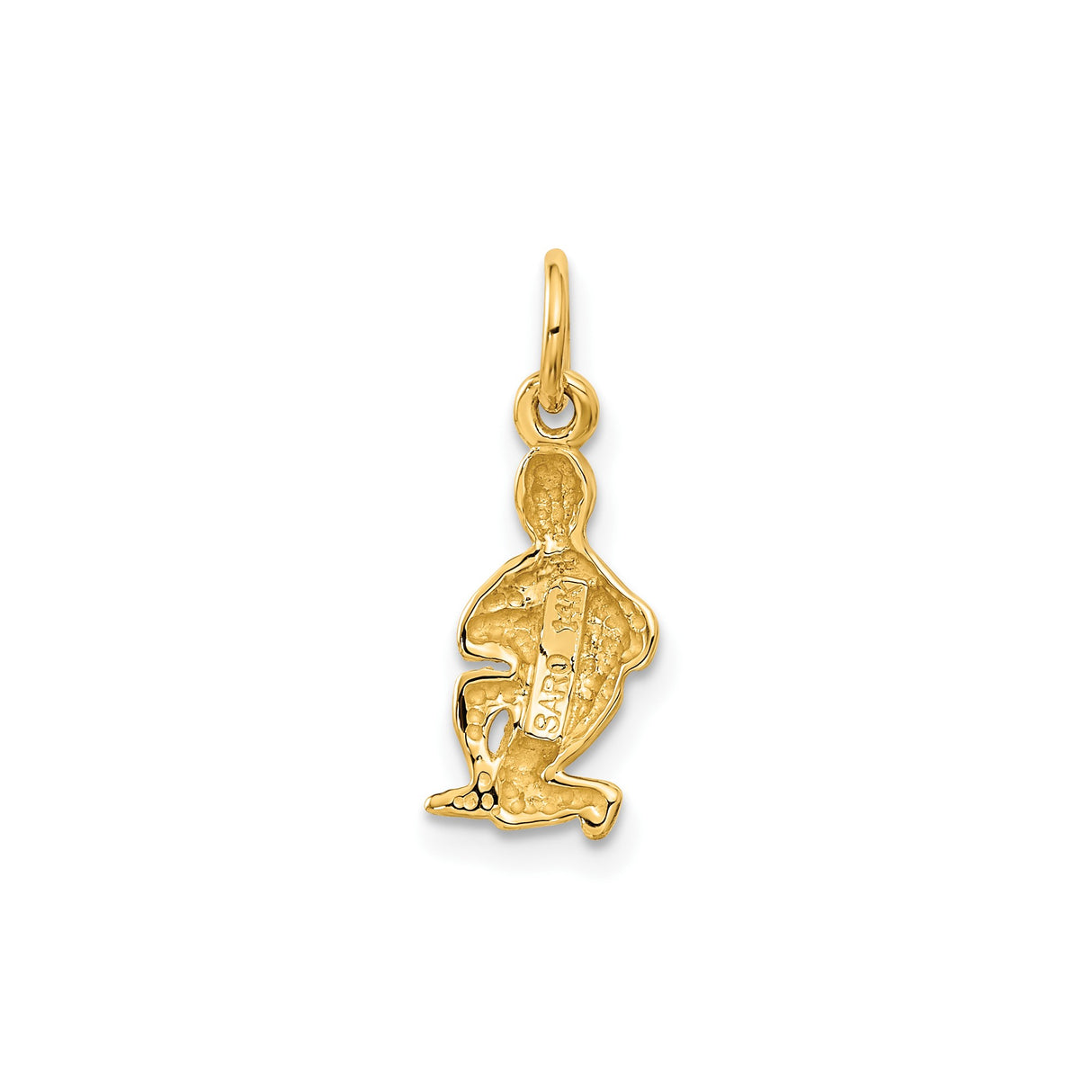 14k Yellow Gold Aquarius Zodiac Pendant with Stylized Waterbearer Figure