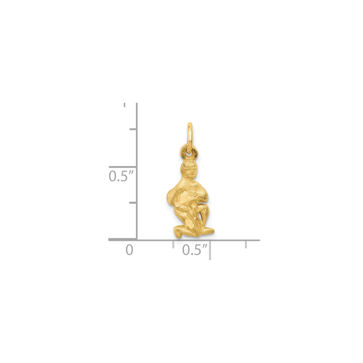 14k Yellow Gold Aquarius Zodiac Pendant with Stylized Waterbearer Figure
