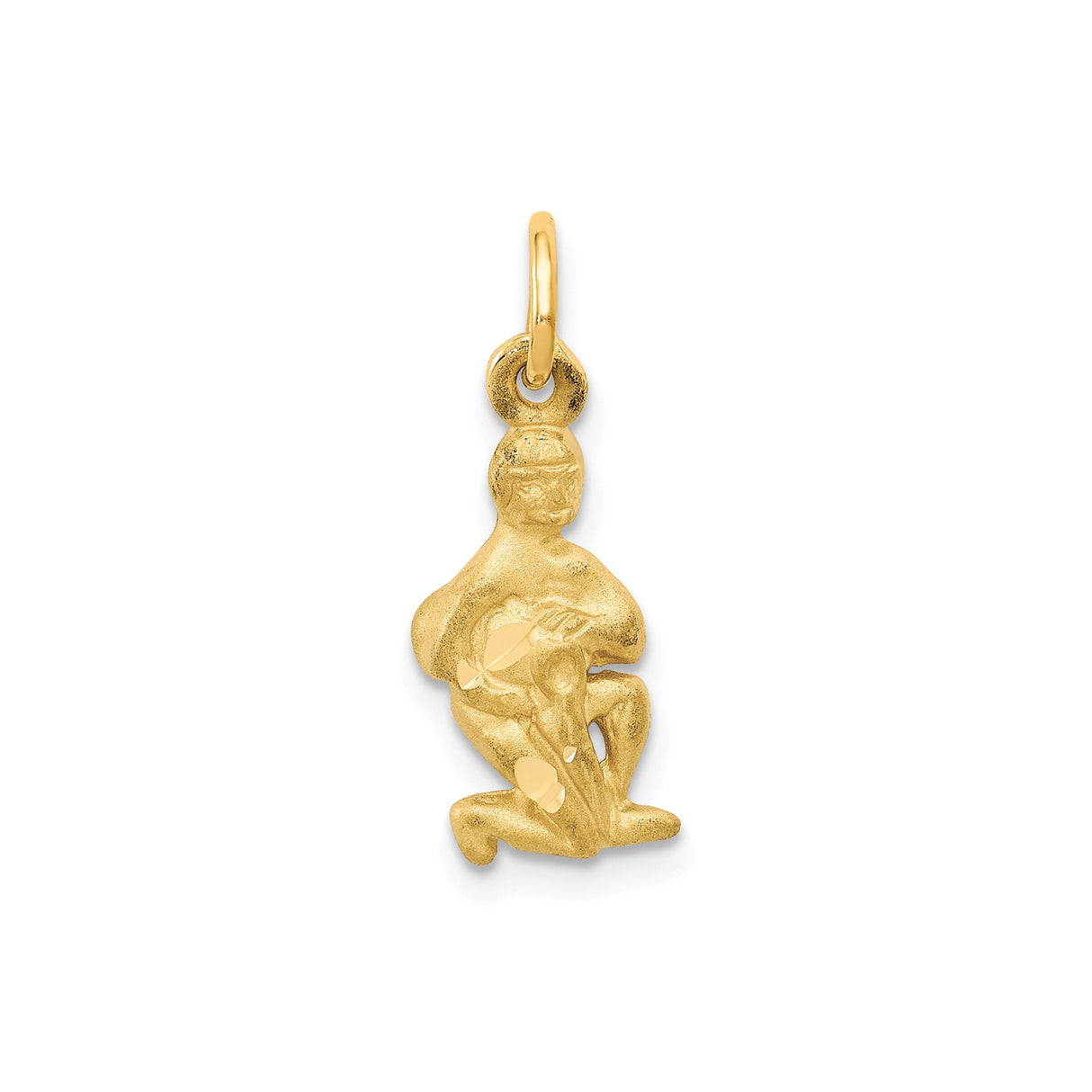 14k Yellow Gold Aquarius Zodiac Pendant with Stylized Waterbearer Figure