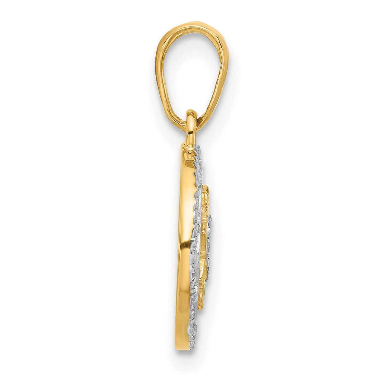 14k Yellow Gold and Rhodium-Plated Mandala Pendant, Geometric Floral Yoga Jewelry