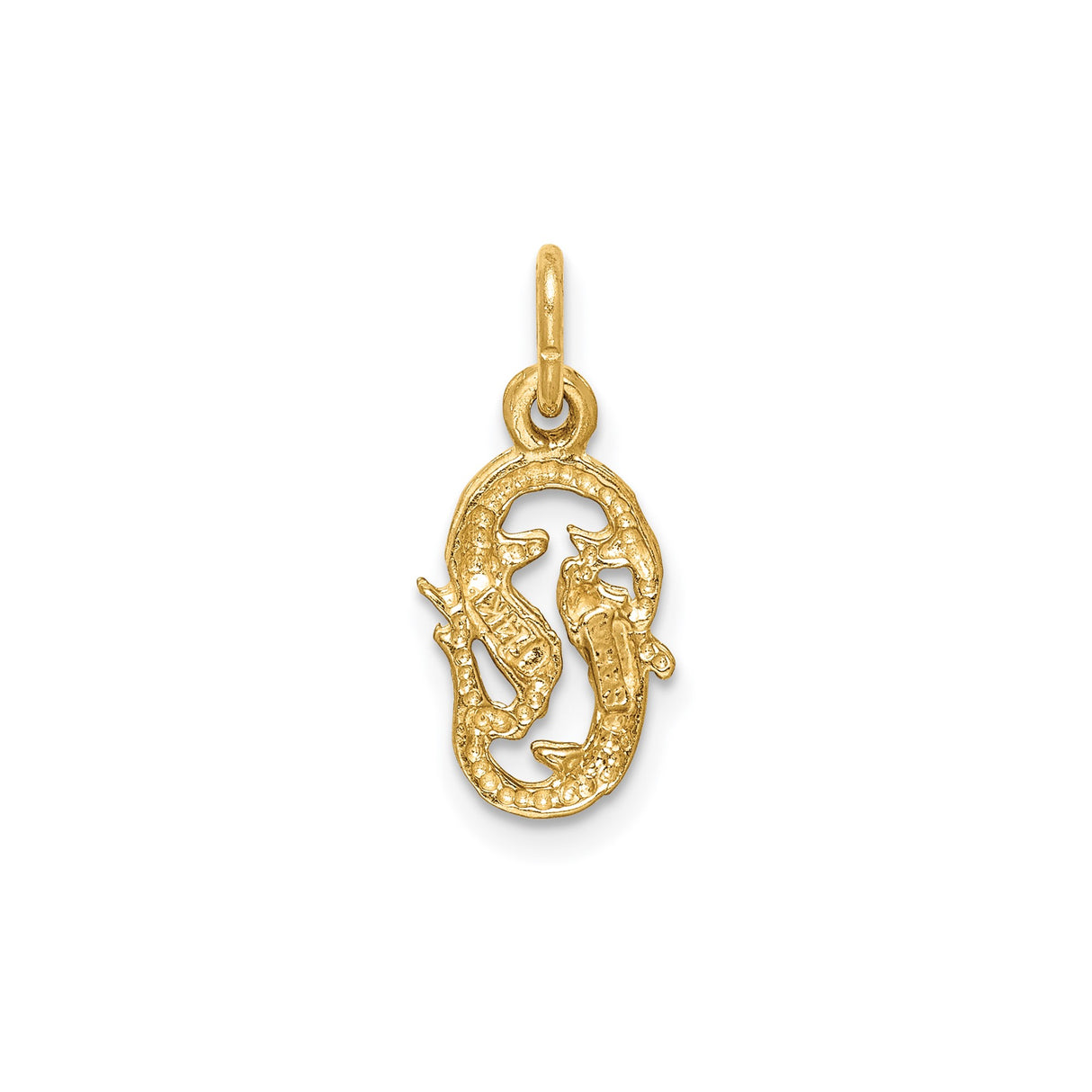 14k Yellow Gold Koi Fish Pendant, Circular Pisces Charm with Eastern Motif