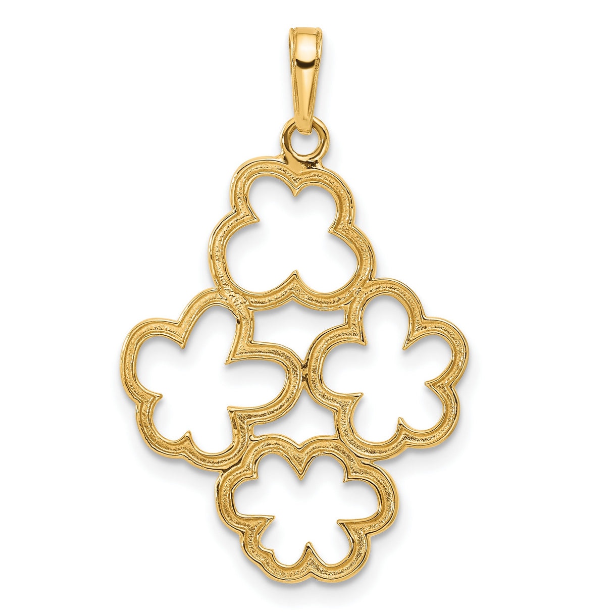 14k Multi-Tone Gold Flower Cluster Pendant, Open Floral Design with Rhodium Accents for Women