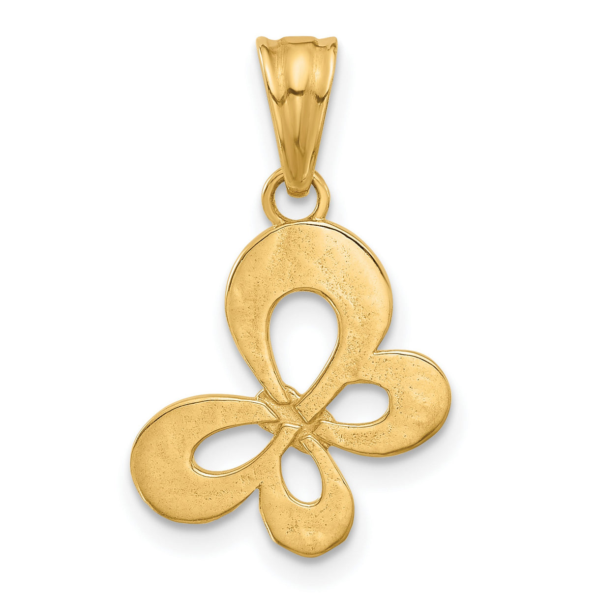 14k Multi-Tone Gold Butterfly Pendant with Openwork and Diamond-Cut Accents for Women