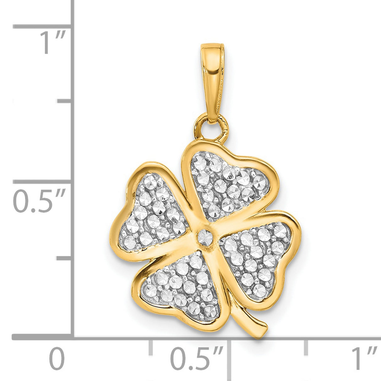 14k Multi-Tone Gold Four-Leaf Clover Pendant with Rhodium Accents, Irish Heritage Charm for Women
