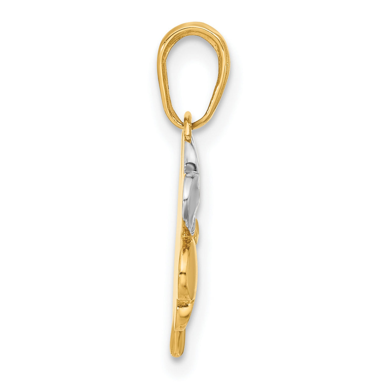 14k Tri-Tone Gold Four Leaf Clover Pendant, Heart Shaped Lucky Charm for Women