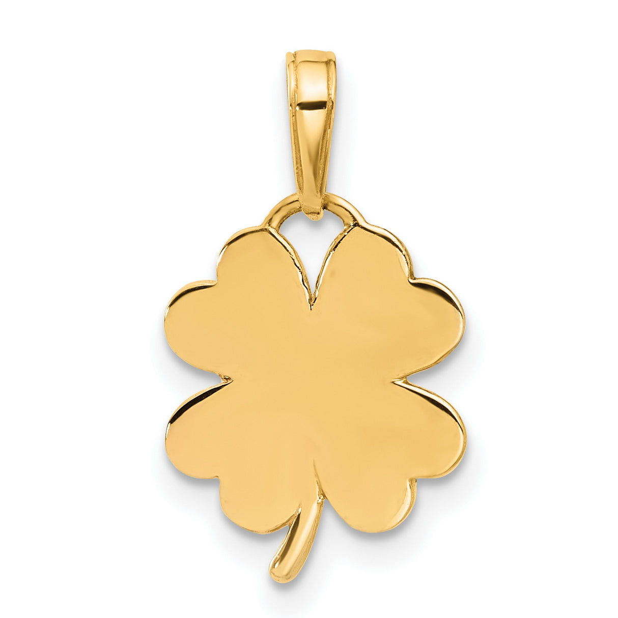 14k Tri-Tone Gold Four Leaf Clover Pendant, Heart Shaped Lucky Charm for Women