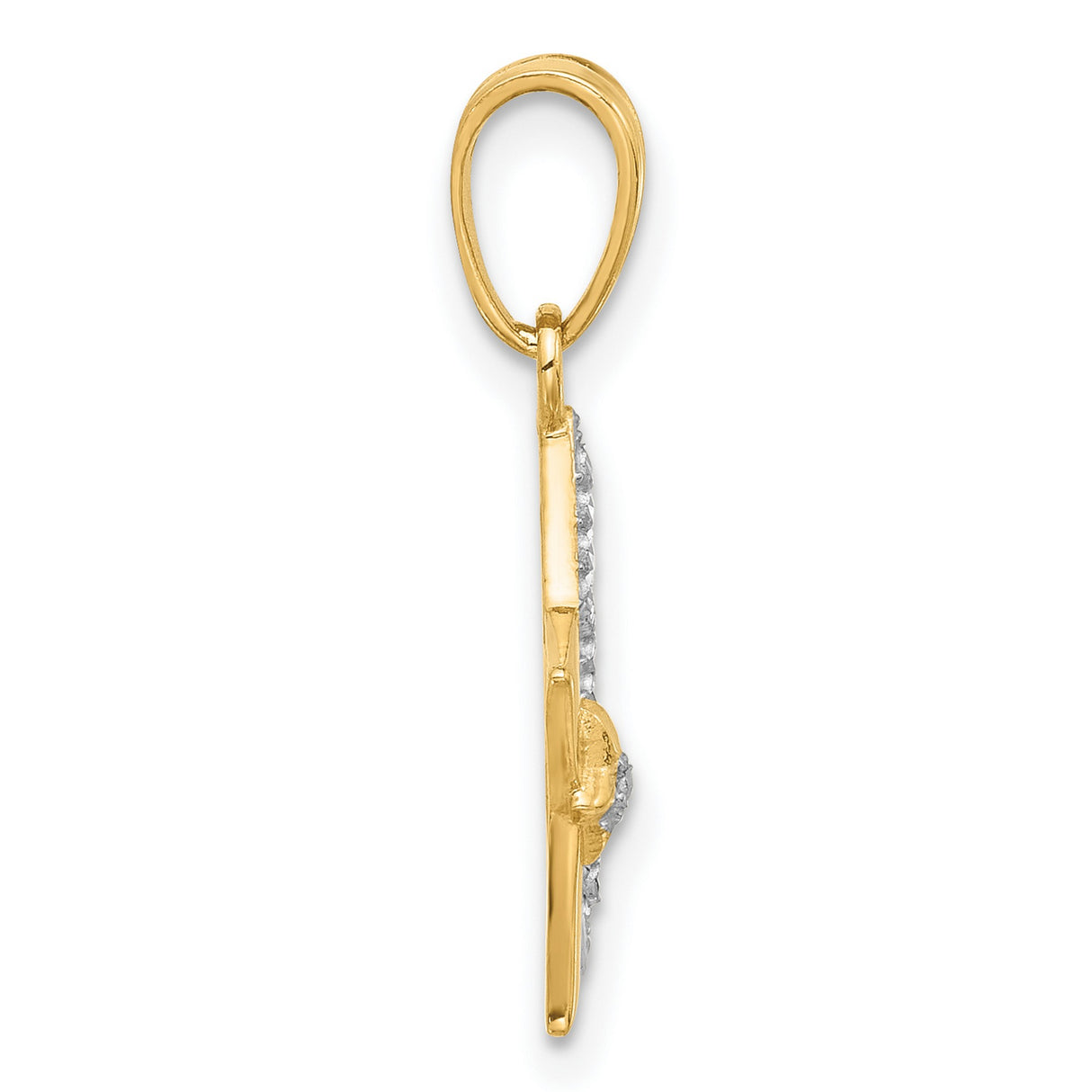 14k Multi-Tone Gold Open Star Pendant with Rhodium Accent, Diamond-Cut Celestial Design