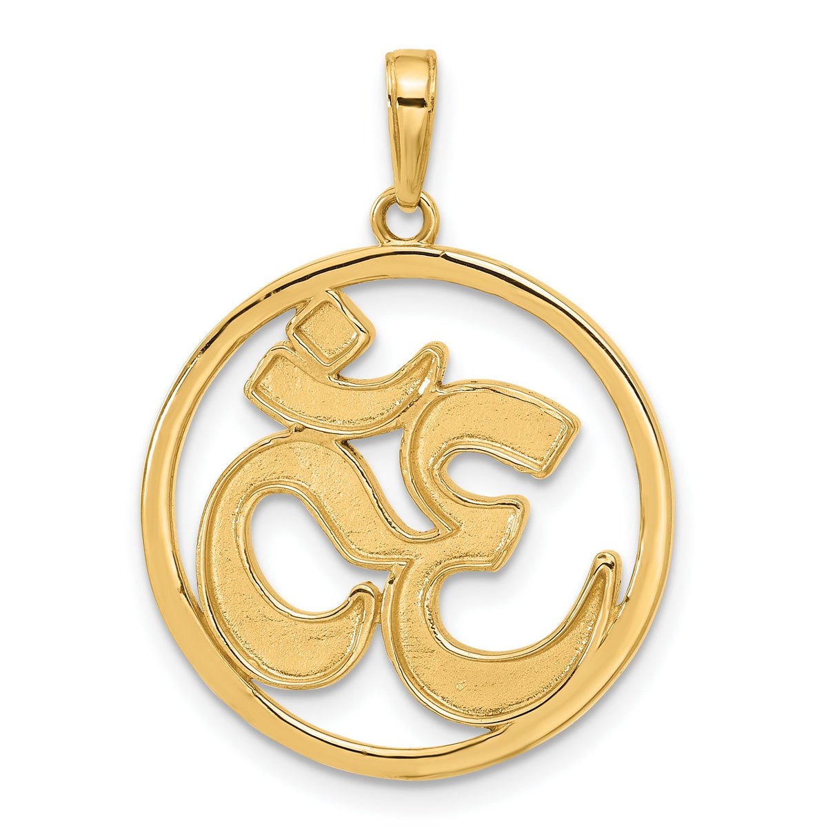 14k Multi-Tone Gold Om Pendant with Textured Rhodium Design, Hindu Symbol for Yoga and Meditation