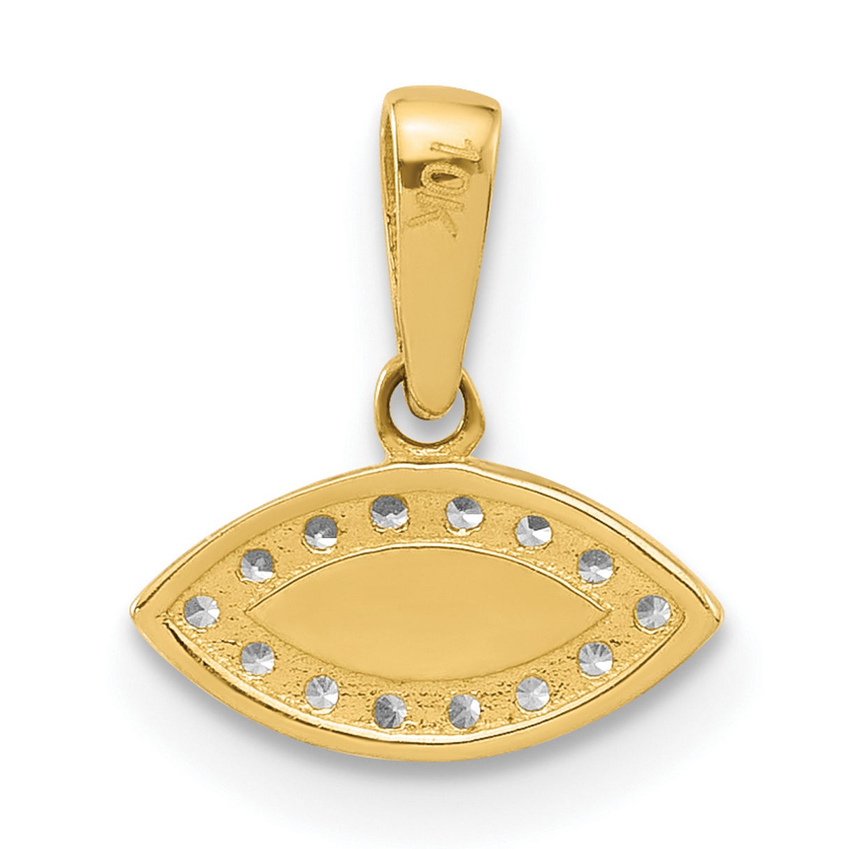 14k Yellow Gold Evil Eye Pendant with Blue Enamel Center and Cubic Zirconia