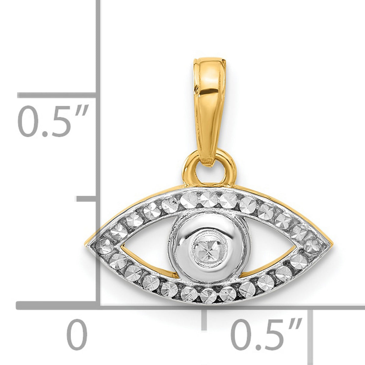 14k Multi-Tone Gold Evil Eye Pendant, Diamond Cut Design, Spiritual Protection Amulet for Women