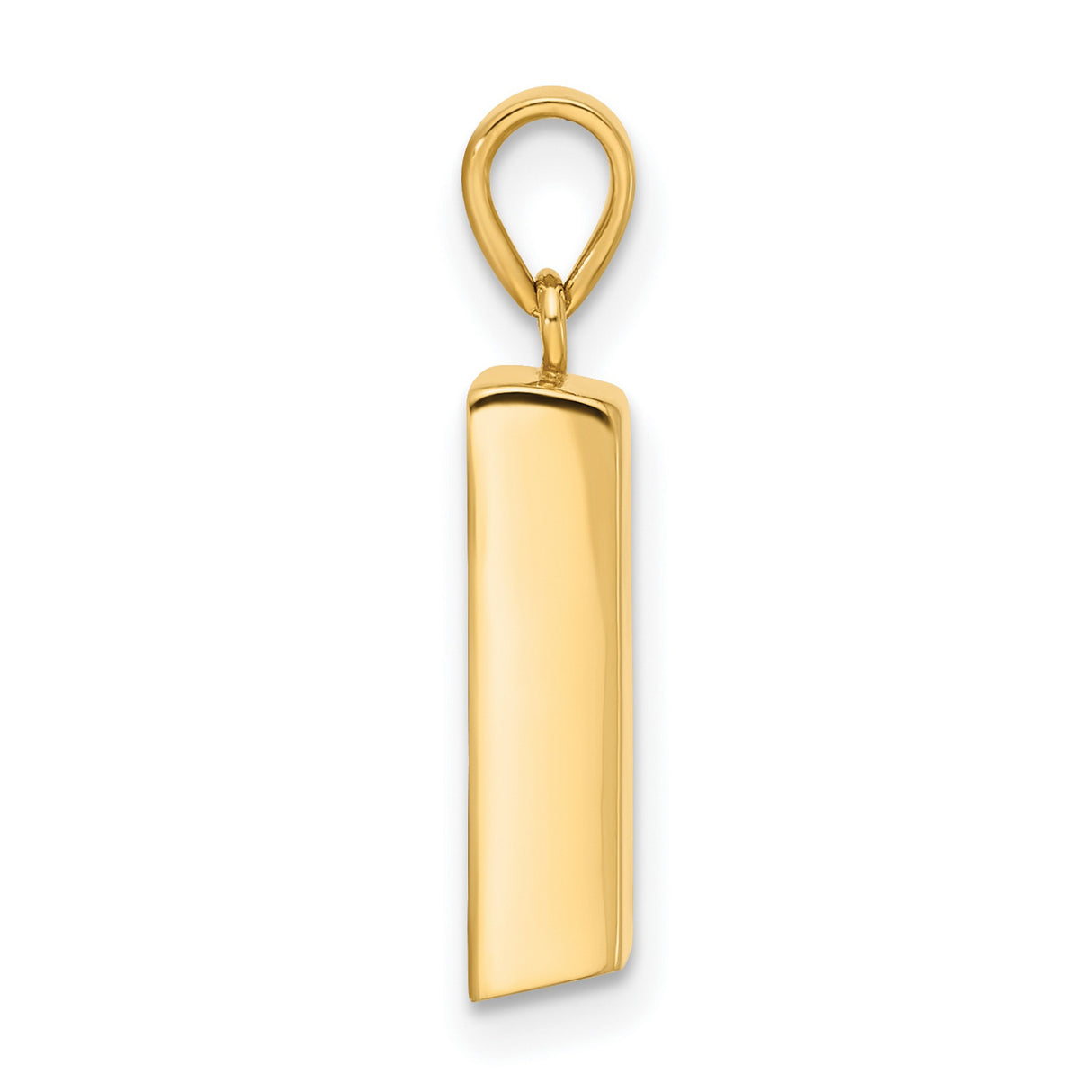 Polished Gold Bar Charm Pendant in Real 14k Yellow Gold