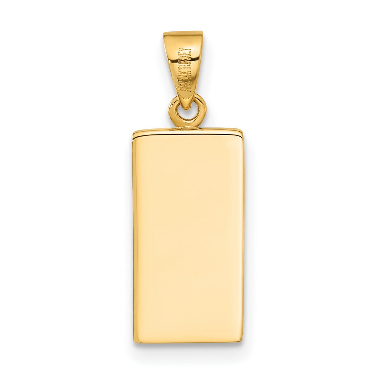 Polished Gold Bar Charm Pendant in Real 14k Yellow Gold