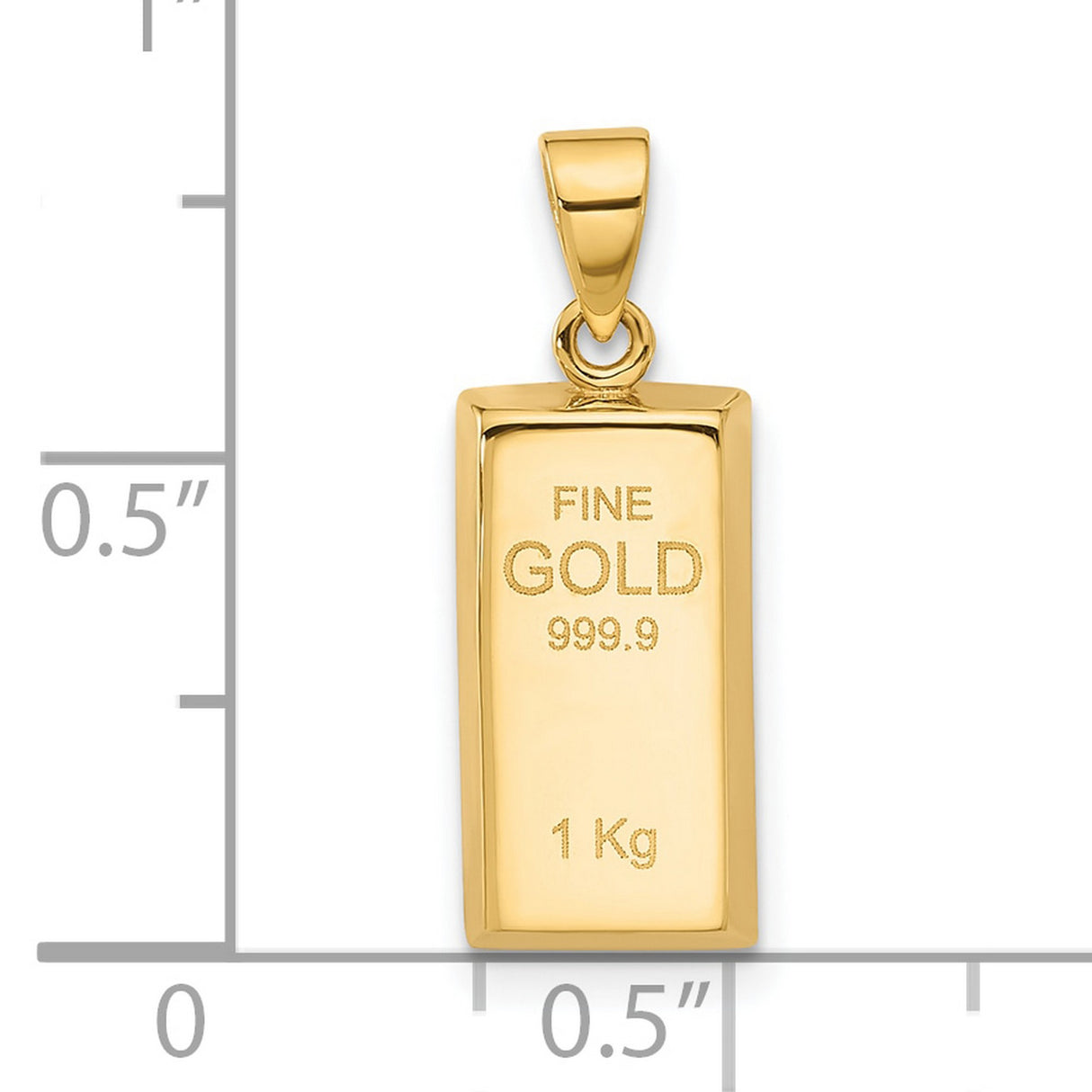 Polished Gold Bar Charm Pendant in Real 14k Yellow Gold