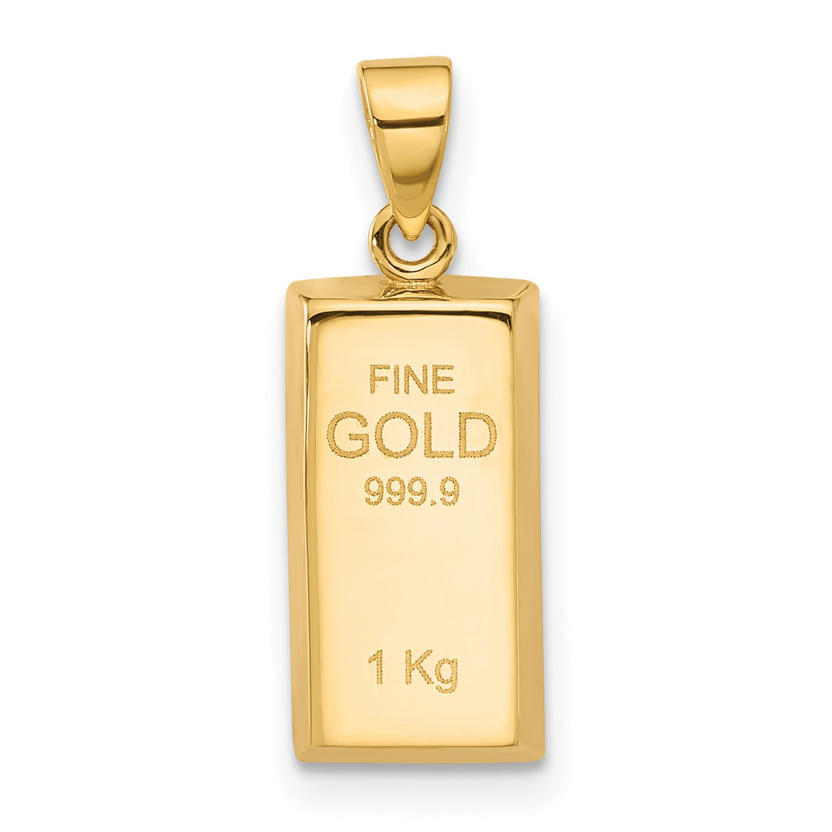 Polished Gold Bar Charm Pendant in Real 14k Yellow Gold