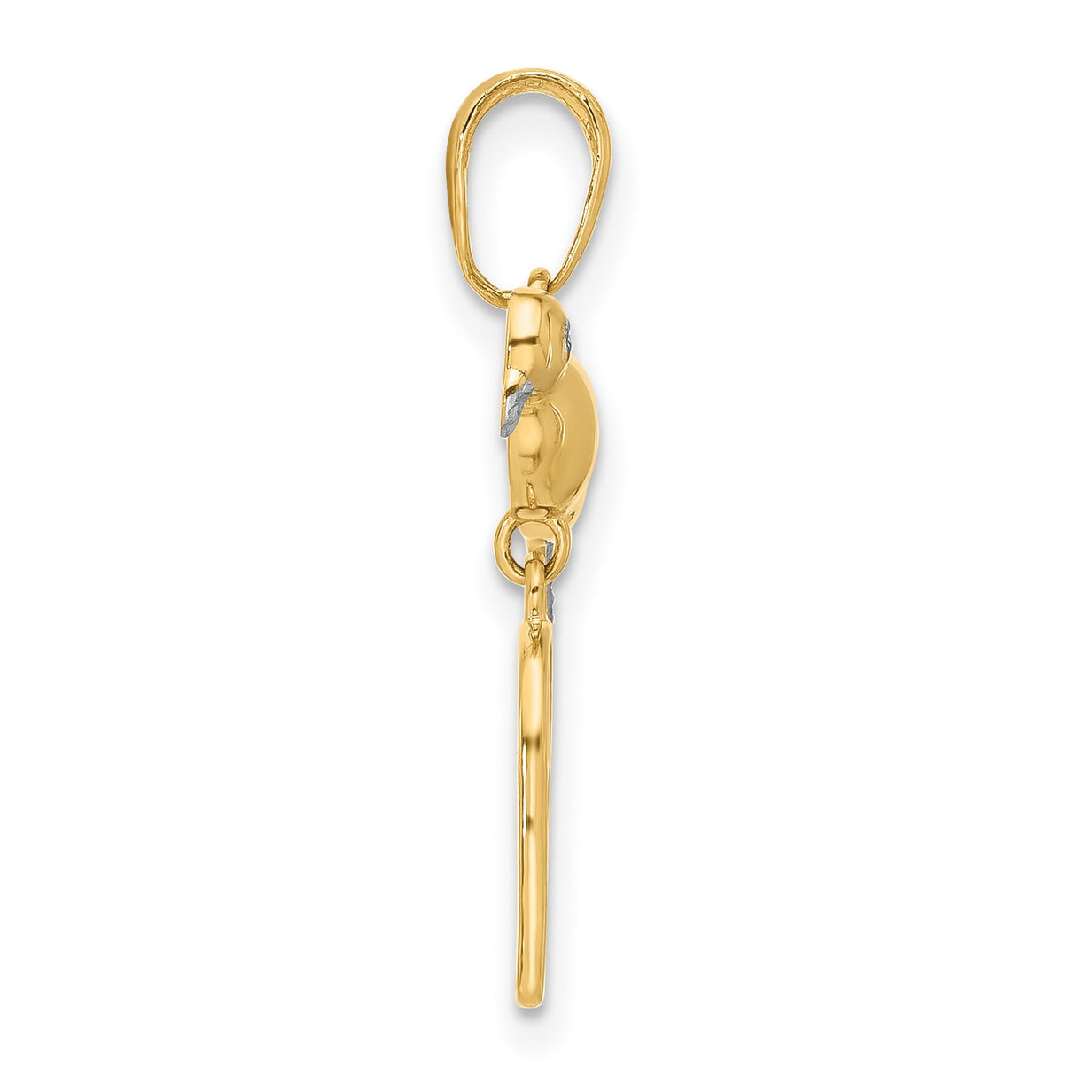 14k Two-Tone Gold Parrot in Cage Pendant, Polished Bird on Textured Cage Charm