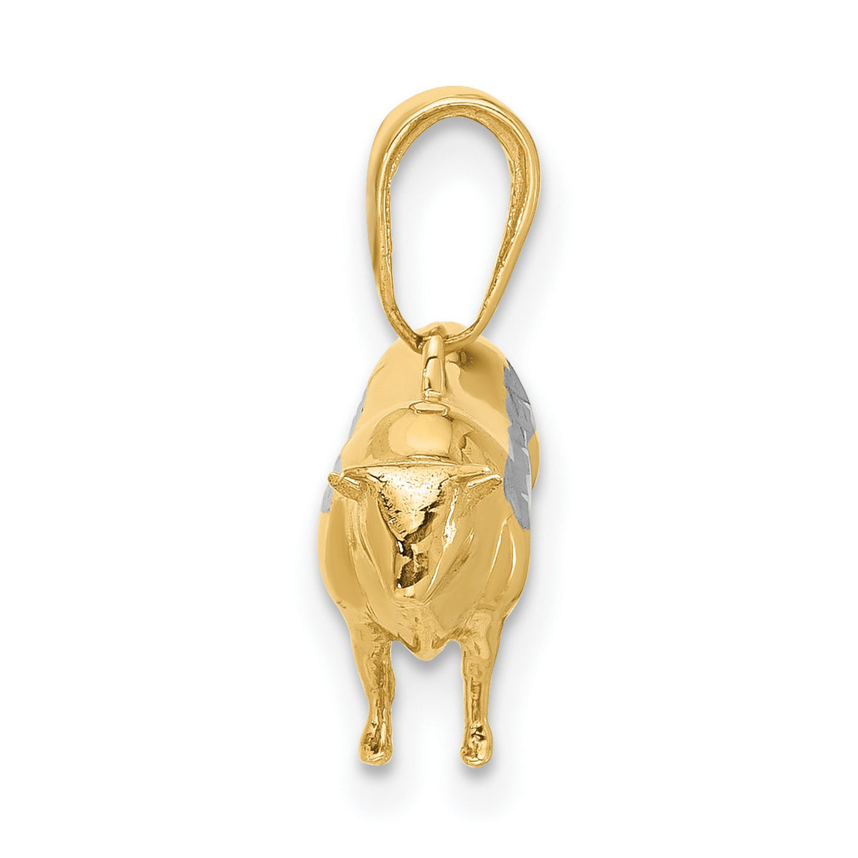 14k Multi-Tone Gold Bull Pendant with Diamond Cut Detailing, Taurus Zodiac Charm