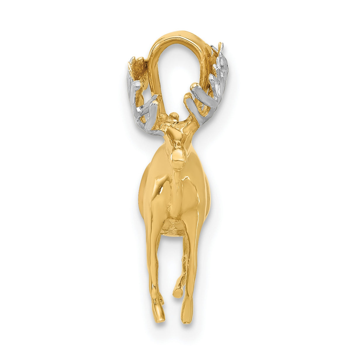 14k Multi-Tone Gold Moose Pendant, Rustic Wilderness Animal Charm for Men or Unisex Wear