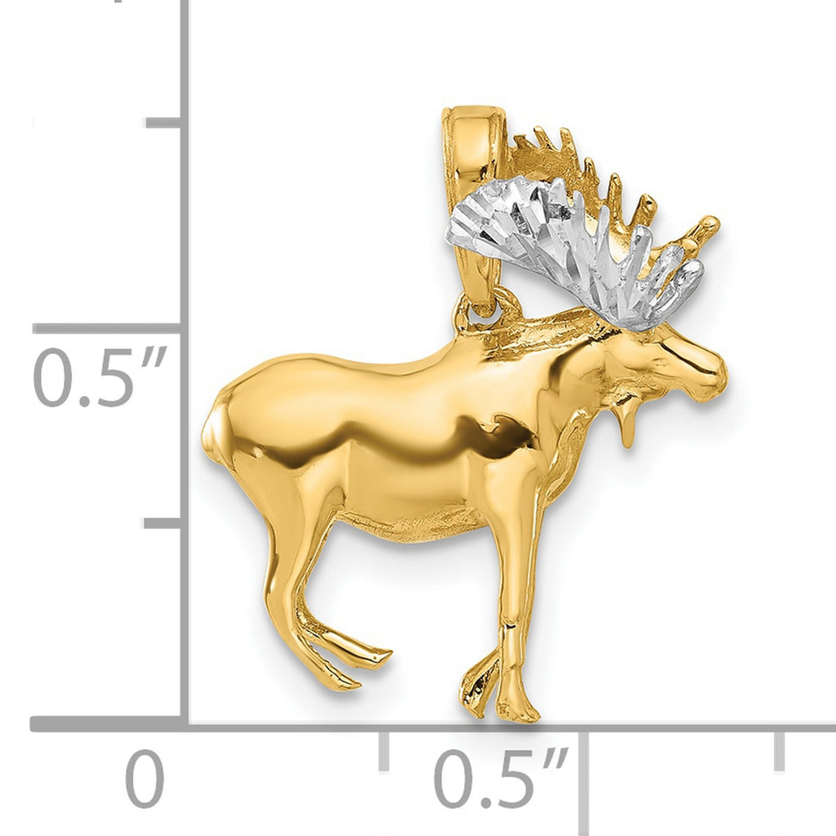 14k Multi-Tone Gold Moose Pendant, Rustic Wilderness Animal Charm for Men or Unisex Wear