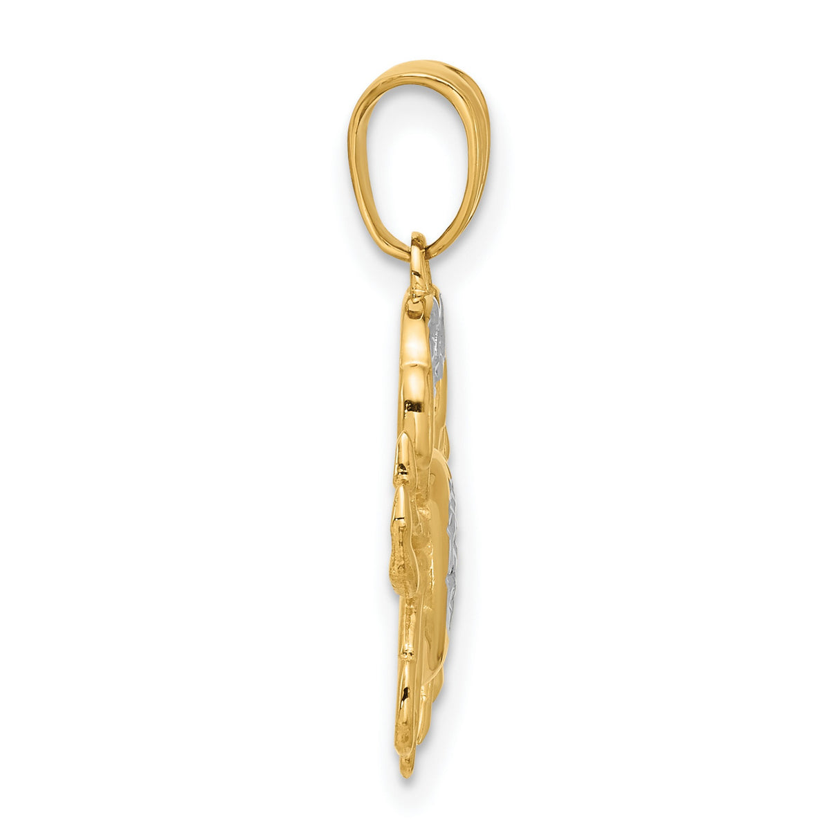 14k Multi-Tone Gold Crab Pendant, Diamond Cut Cancer Zodiac Symbol for Women