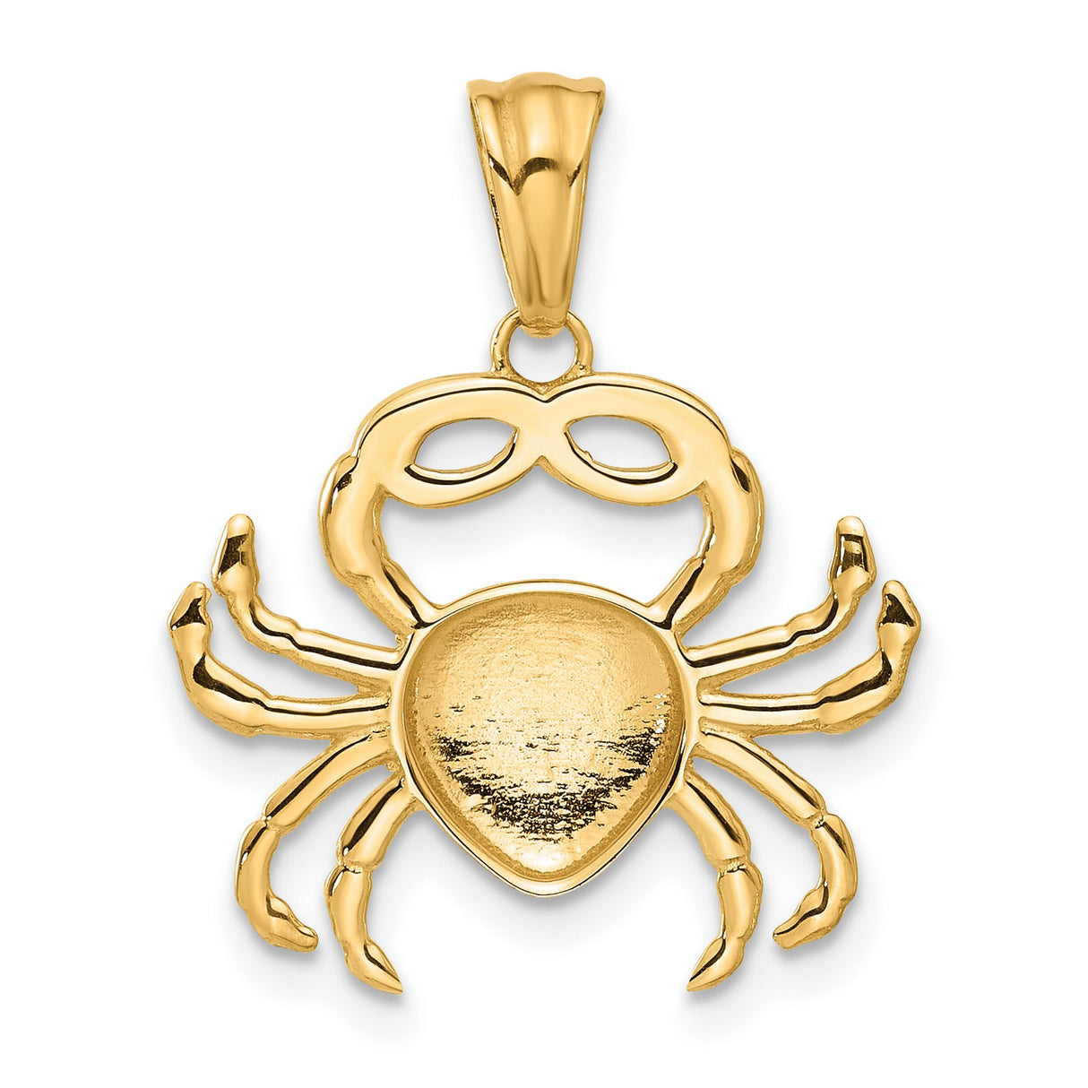 14k Multi-Tone Gold Crab Pendant, Diamond Cut Cancer Zodiac Symbol for Women