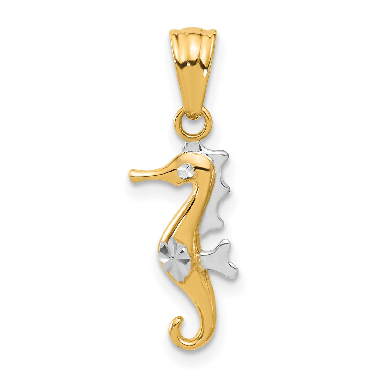14k Multi-Tone Gold Seahorse Pendant, Ocean-Inspired Nautical Charm for Women