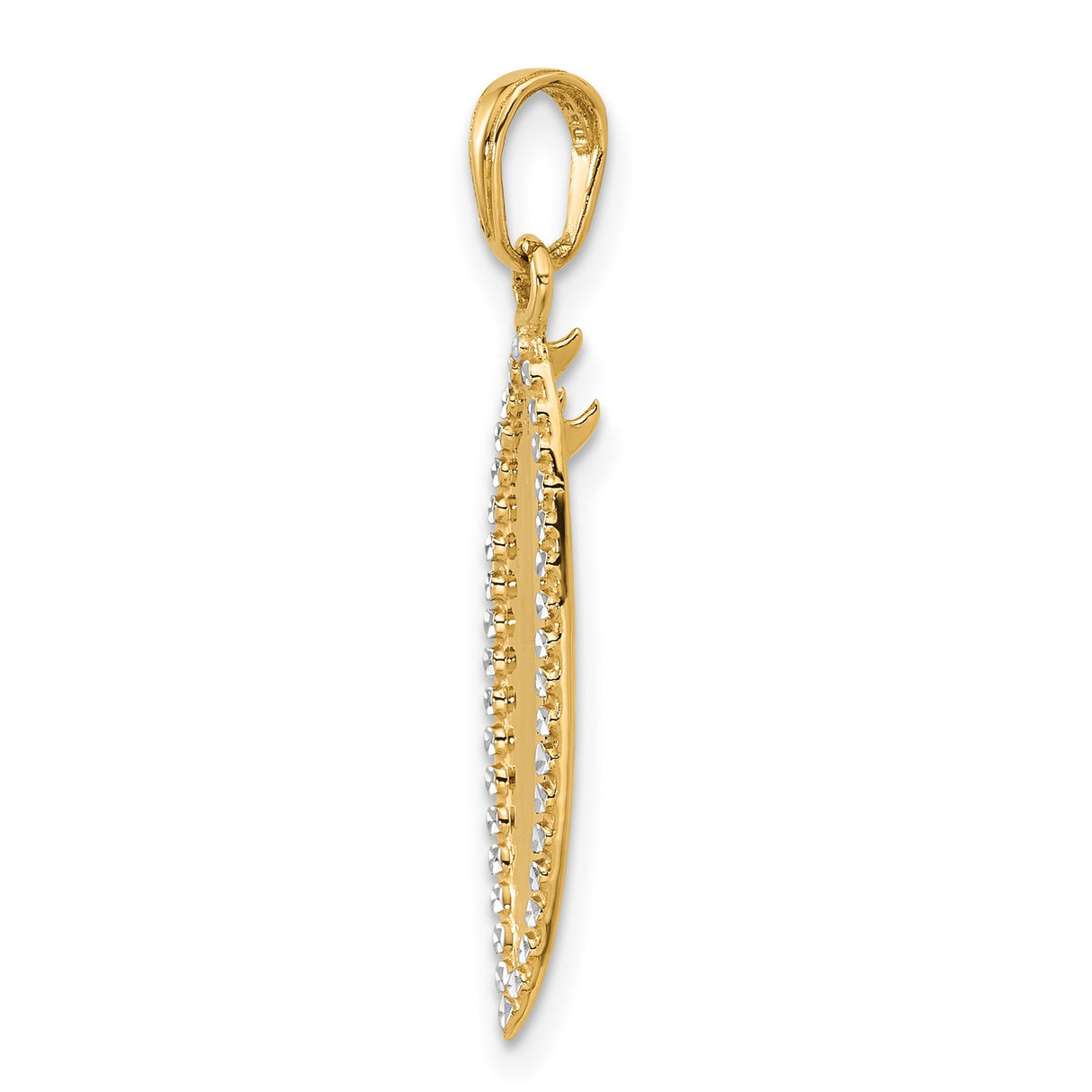14k Multi-Tone Gold Marquise Pendant with Faceted Rhodium Bead Detail, Minimalist Layering Design