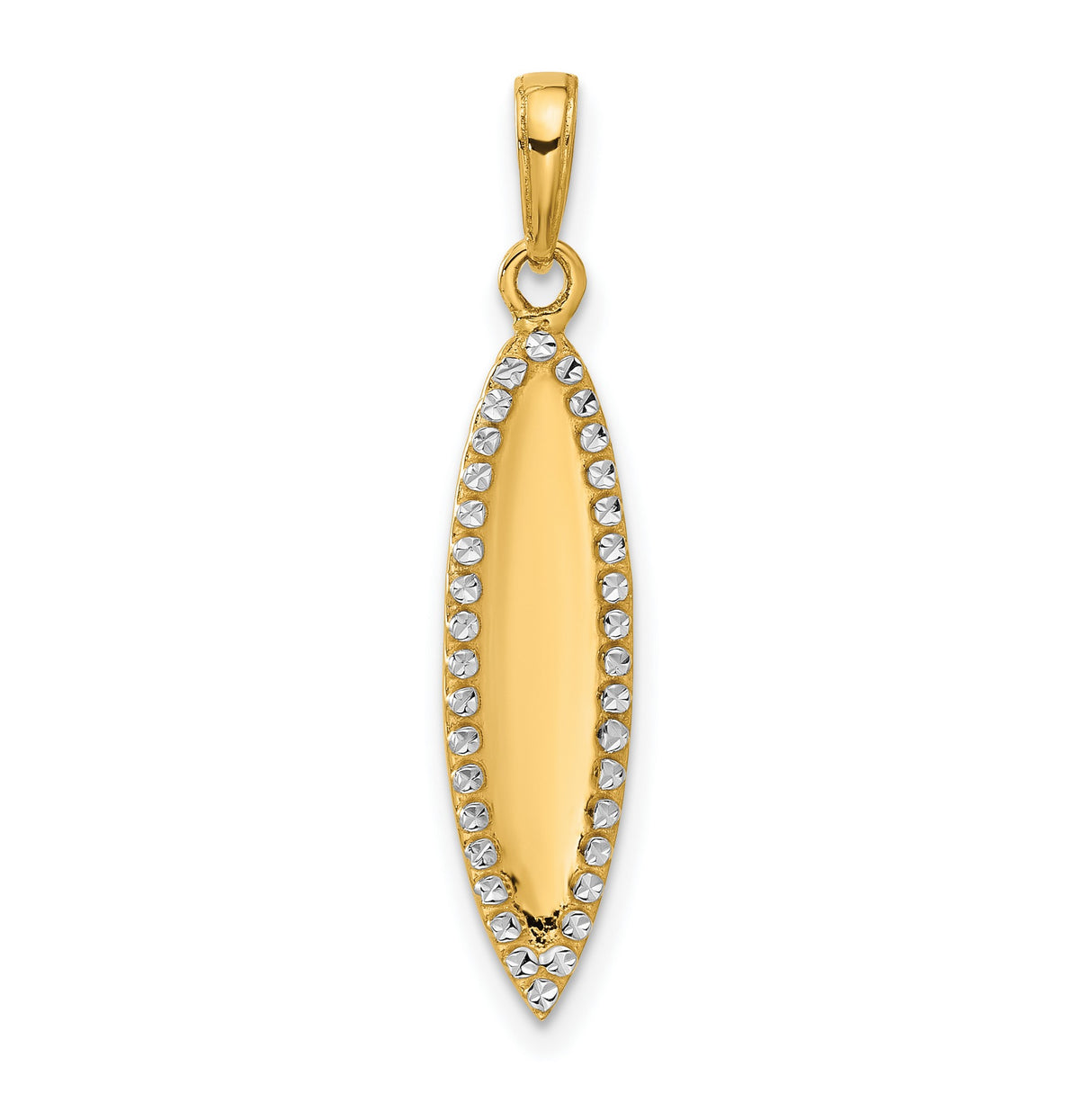 14k Multi-Tone Gold Marquise Pendant with Faceted Rhodium Bead Detail, Minimalist Layering Design