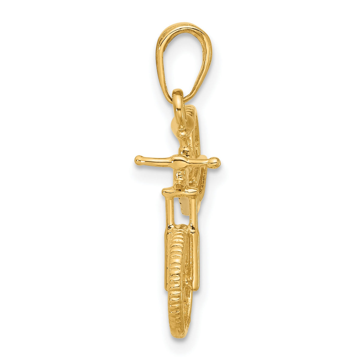14k Multi-Tone Gold Bicycle Pendant with Rhodium Accents, 3D Cyclist Charm for Unisex Wear