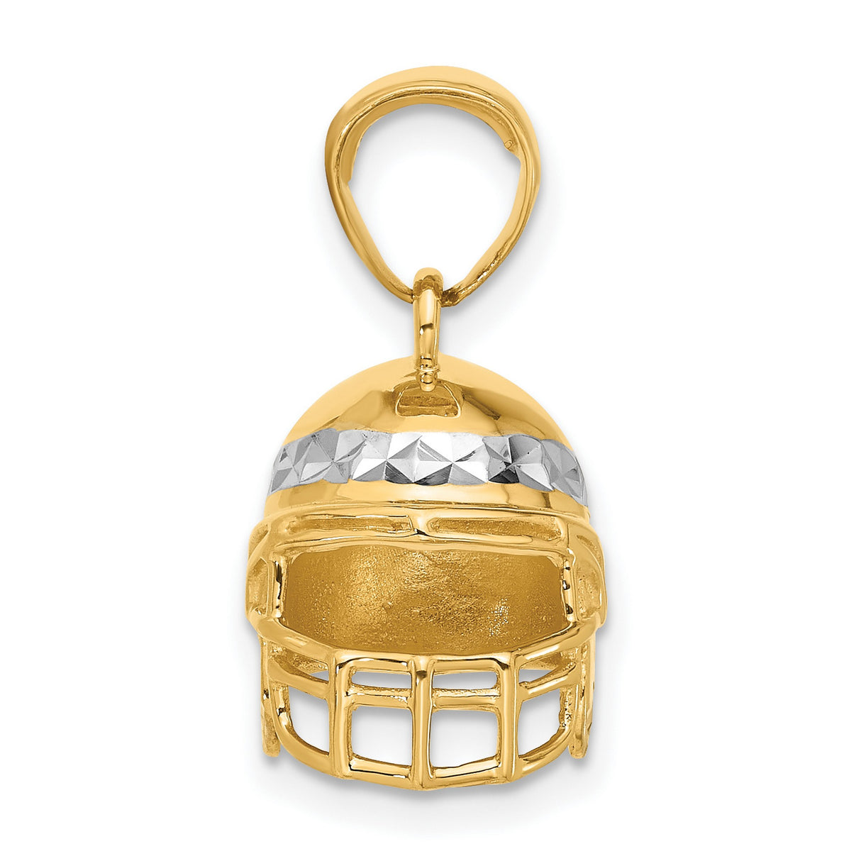 14k Multi-Tone Gold Football Helmet Pendant, 3D Sports Charm for Men or Unisex