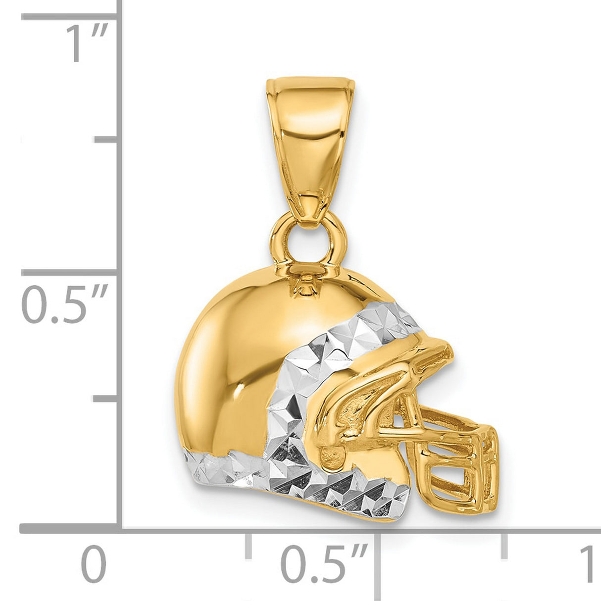 14k Multi-Tone Gold Football Helmet Pendant, 3D Sports Charm for Men or Unisex