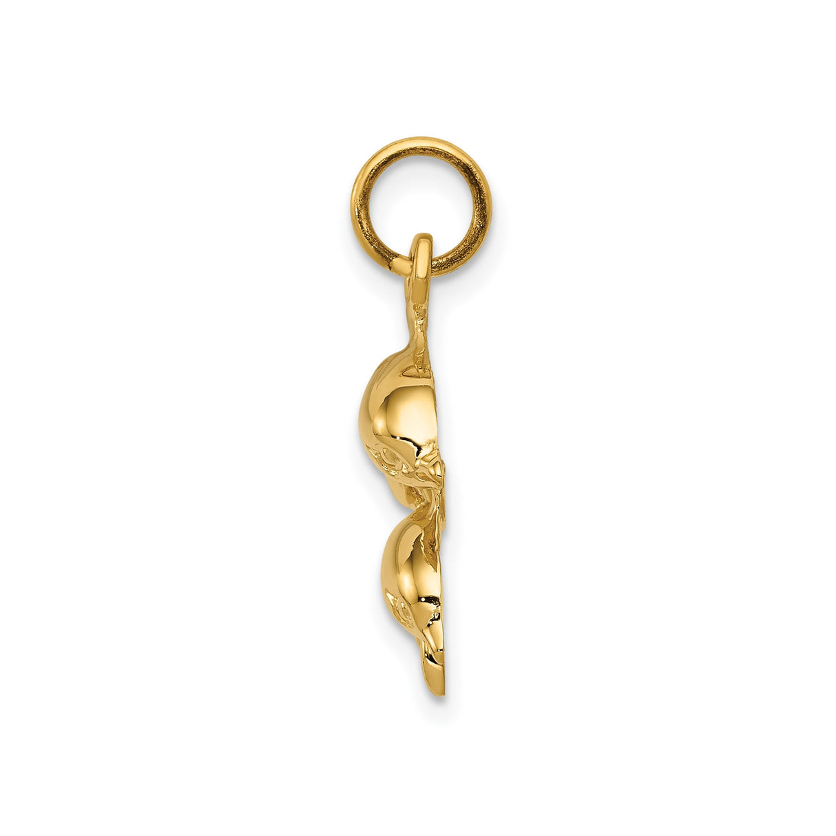 14k Yellow Gold Dolphin Pendant with Two Jumping Dolphins, Ocean Theme Charm for Women or Unisex Wear