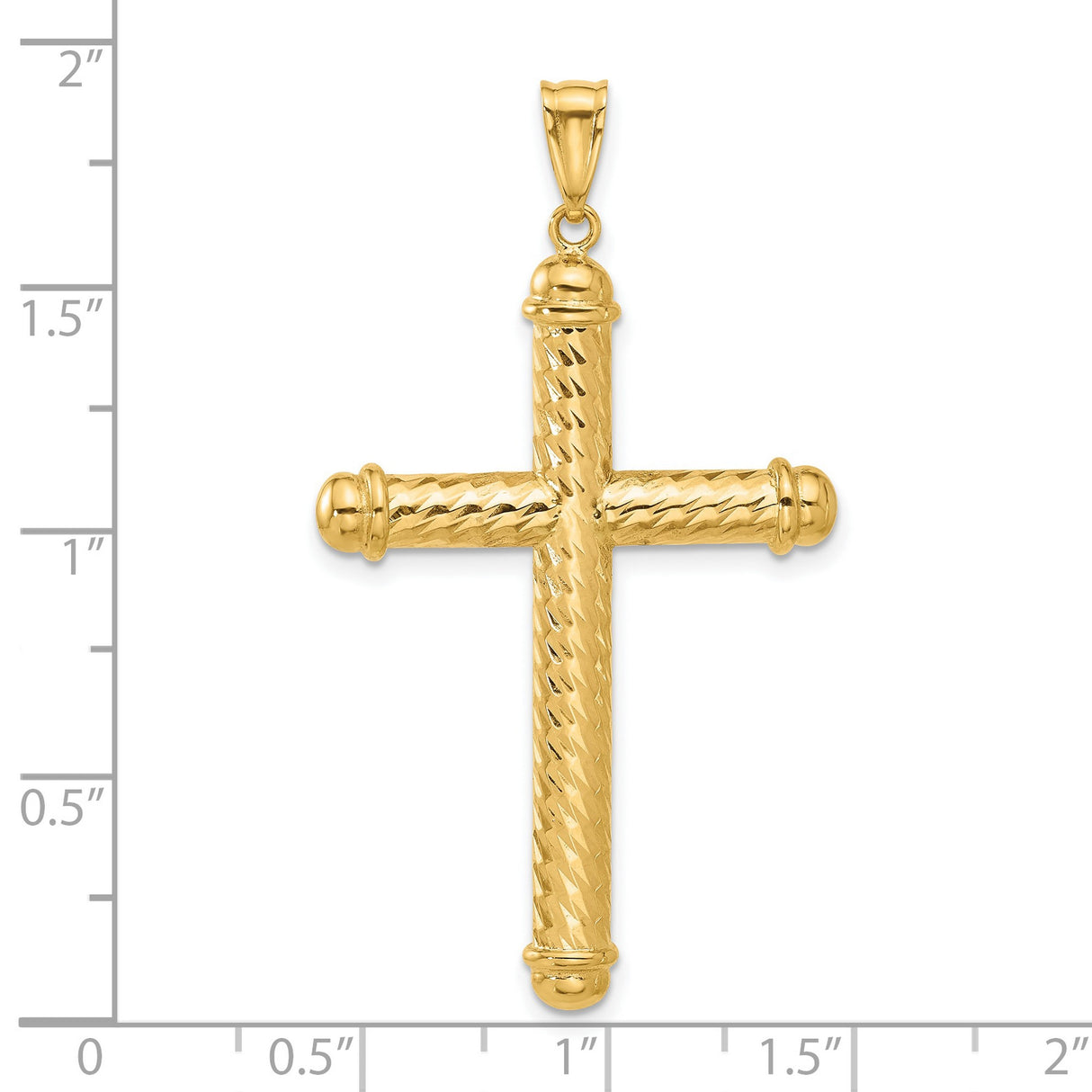 14k Yellow Gold Cross Pendant, Diamond Cut Polished Religious Jewelry for Men and Women